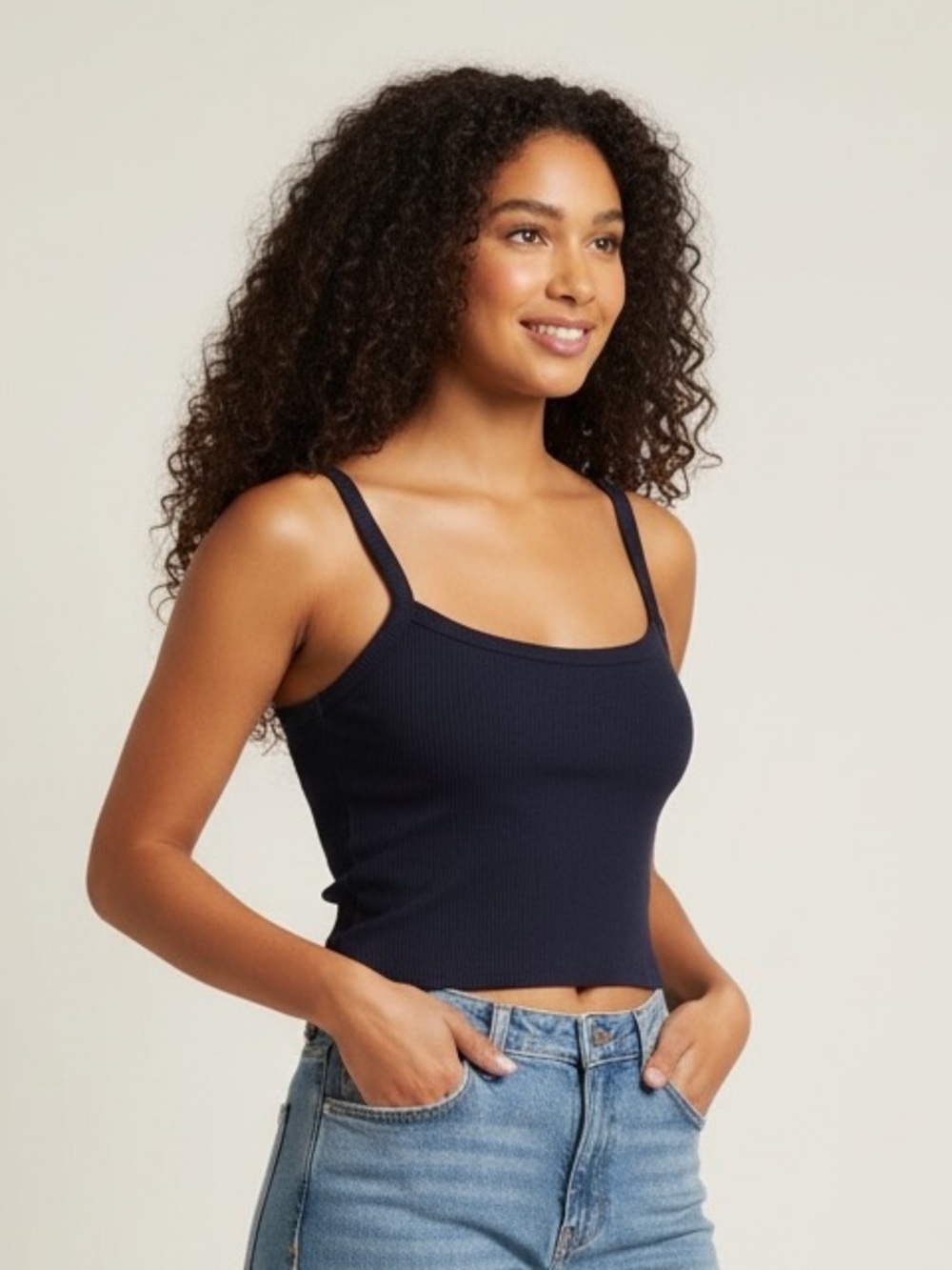 Garage Dark Navy Ribbed Cami Tank Top